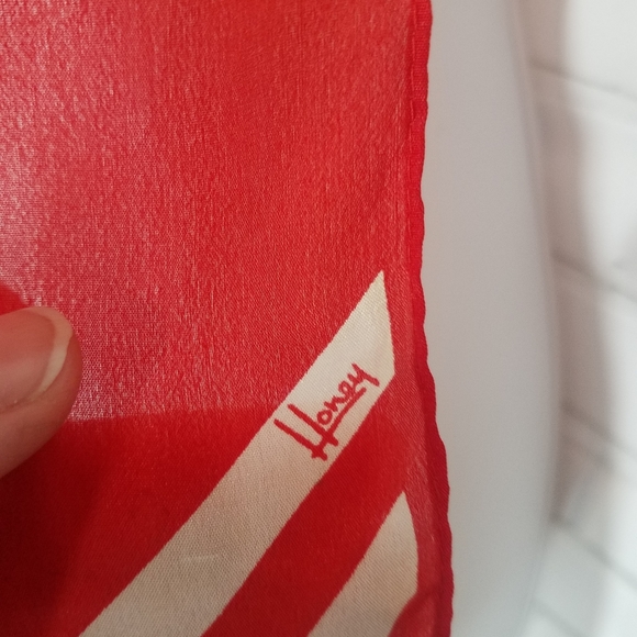 Honey 100% Silk Red Scarf - Picture 4 of 9